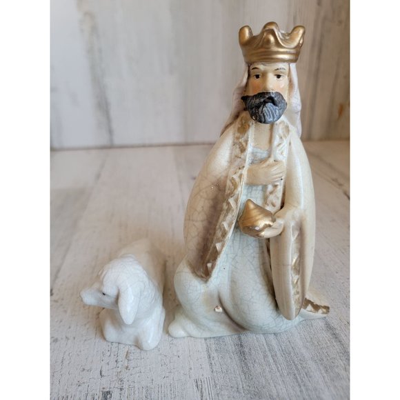 Nativity scene king gift sheep xmas ceramic home decor figure set - Picture 2 of 5